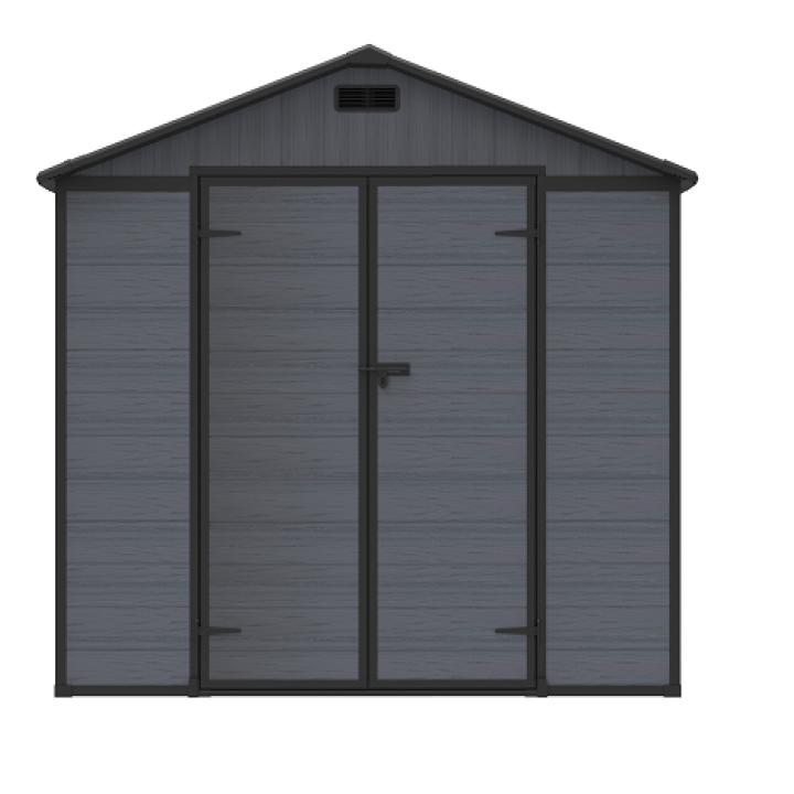 R-Home Montana Mid műanyag kerti szerszámosház, 8×6´, 229,5×183×226,5 cm, antracit, fahatású