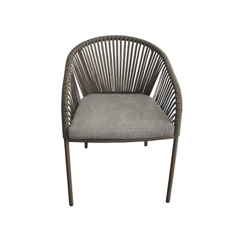 L-YO Peacock rattan étkezőszék (TPU), taupe, 56,5×61,5×77 cm, alumínium vázas