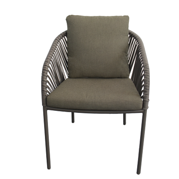 L-YO Peacock rattan étkezőszék (TPU), barna, 56,5×61,5×77 cm, alumínium vázas