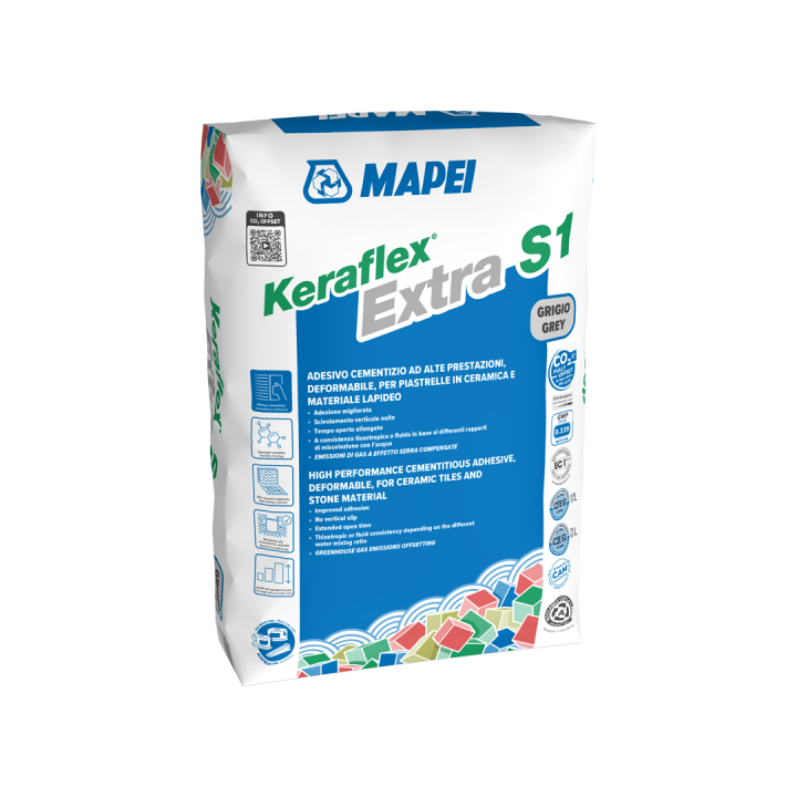 Mapei Keraflex Extra S1 Zero Kerámiaburkolat ragasztó szürke 25 kg