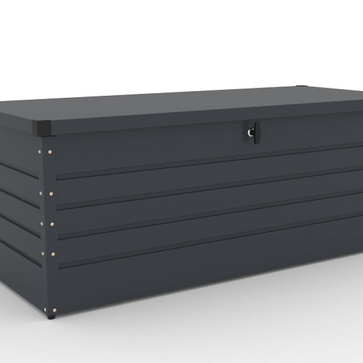 R-Home Avion fém kerti párnatároló, 350 literes, 120×61×63 cm, antracit