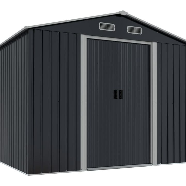 R-Home Nordic Mid 8x6’ fém kerti szerszámtároló kisház, 261x202x202 cm, antracit